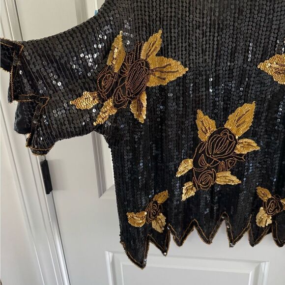 Stunning vintage handmade beaded silk top - Picture 4 of 4